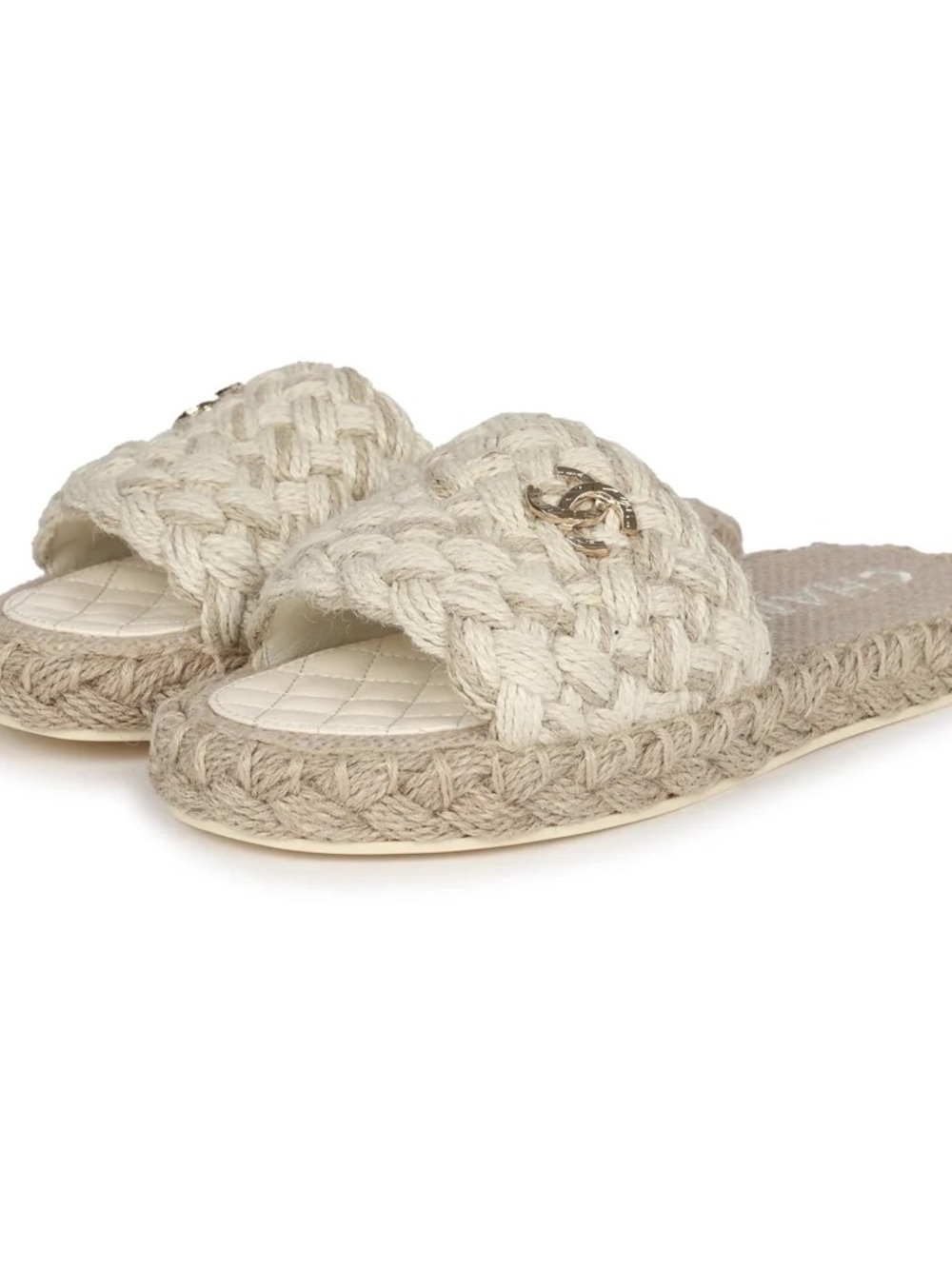 Chanel Woven Raffia Slide Sandal